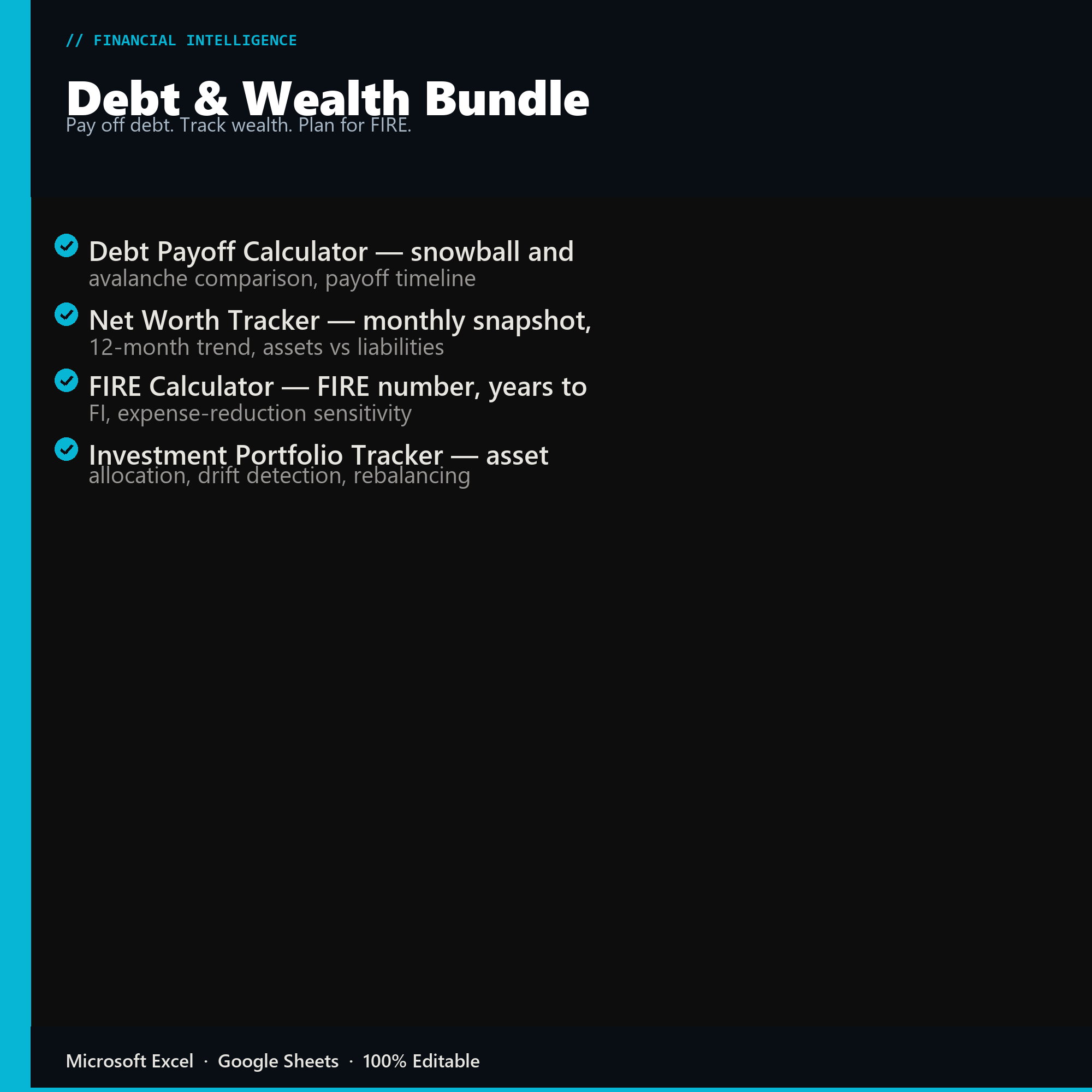 Debt & Wealth Bundle features overview