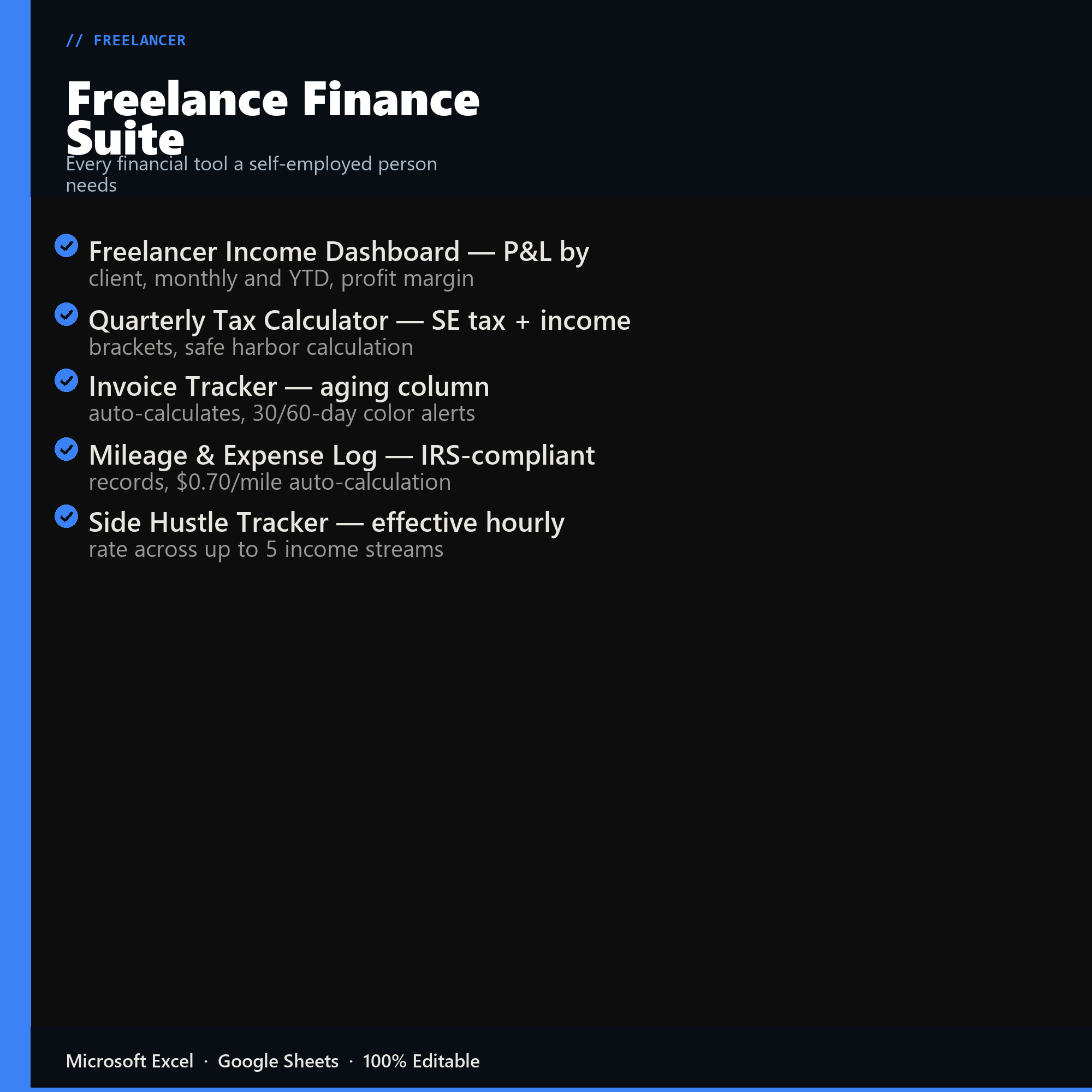 Freelance Finance Suite features overview