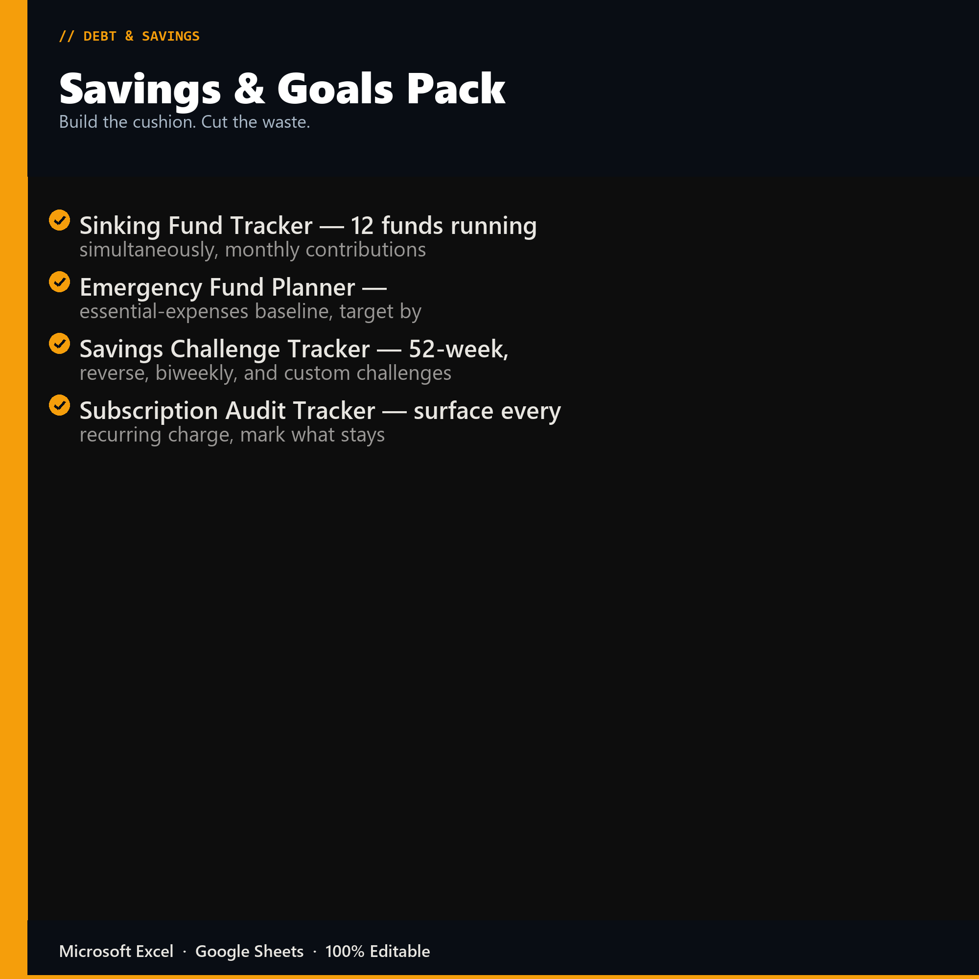 Savings & Goals Pack features overview