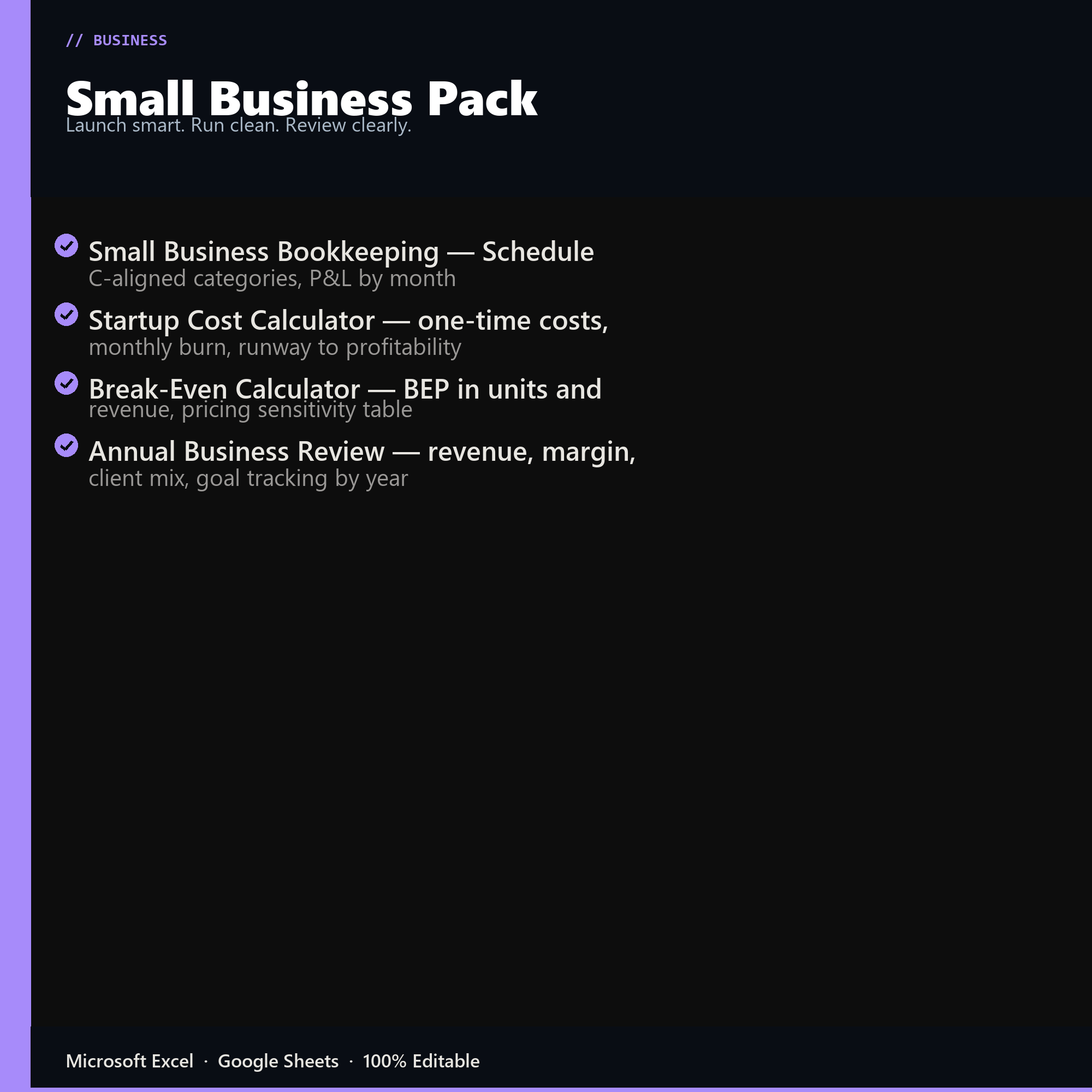 Small Business Pack features overview