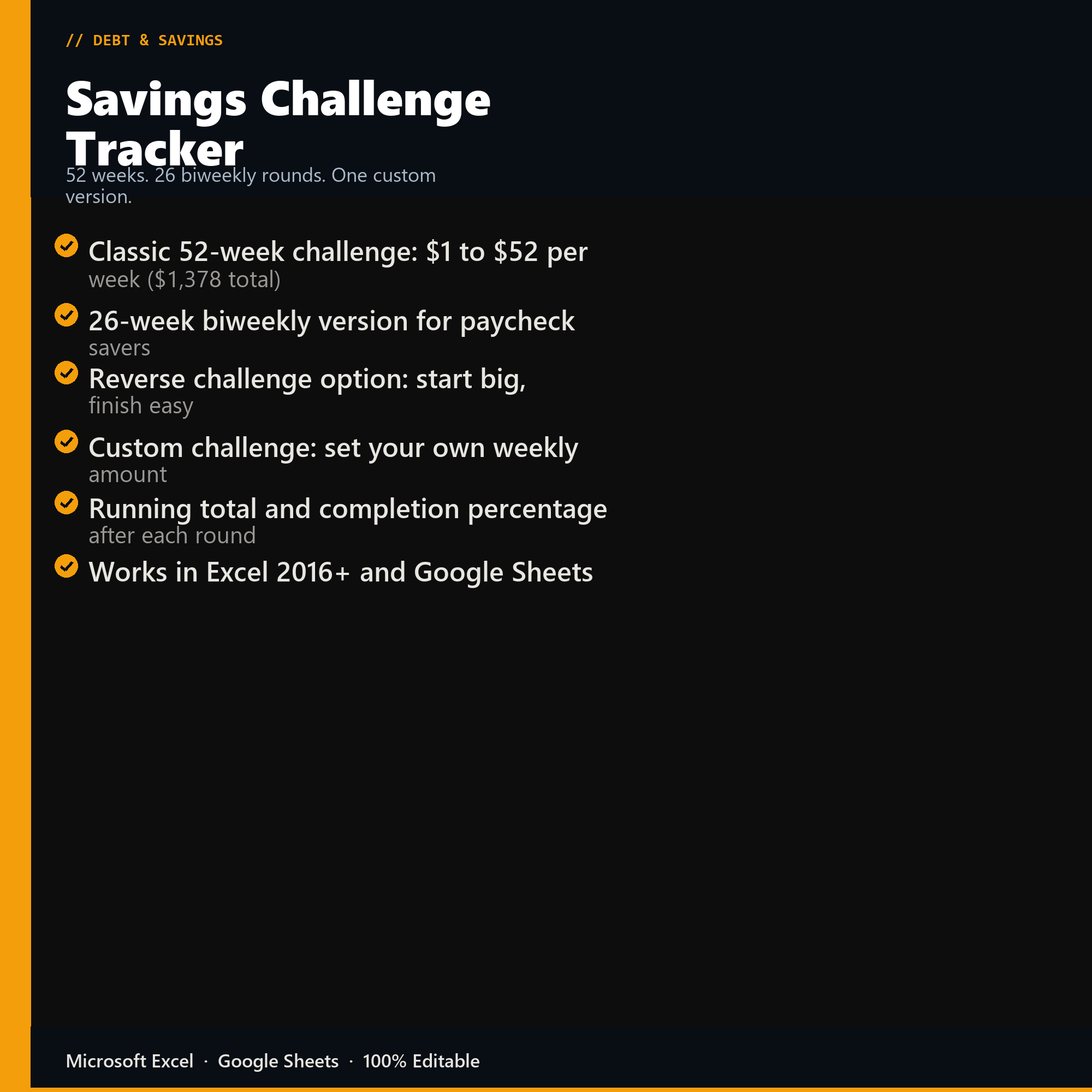 Savings Challenge Tracker features overview