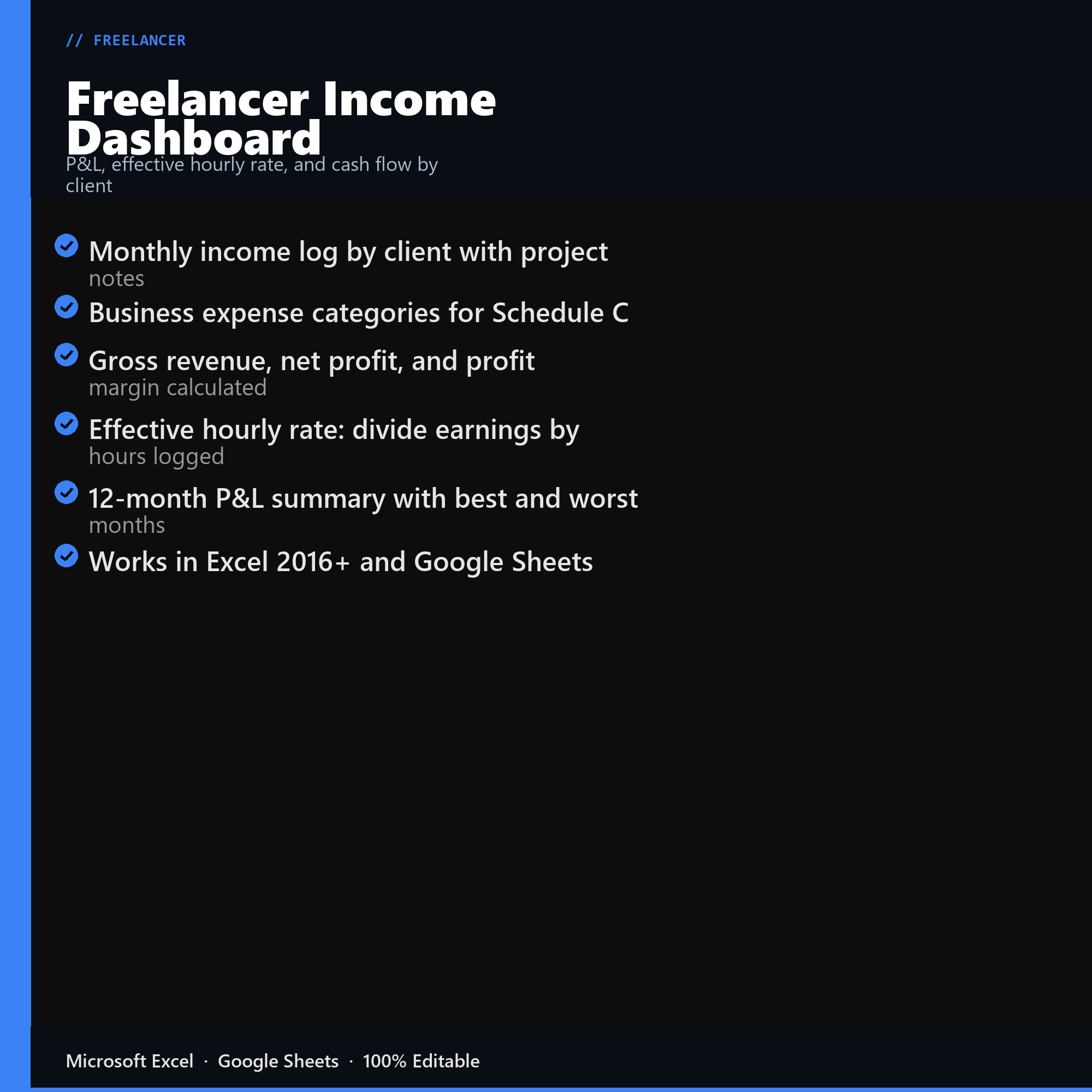 Freelancer Income Dashboard features overview