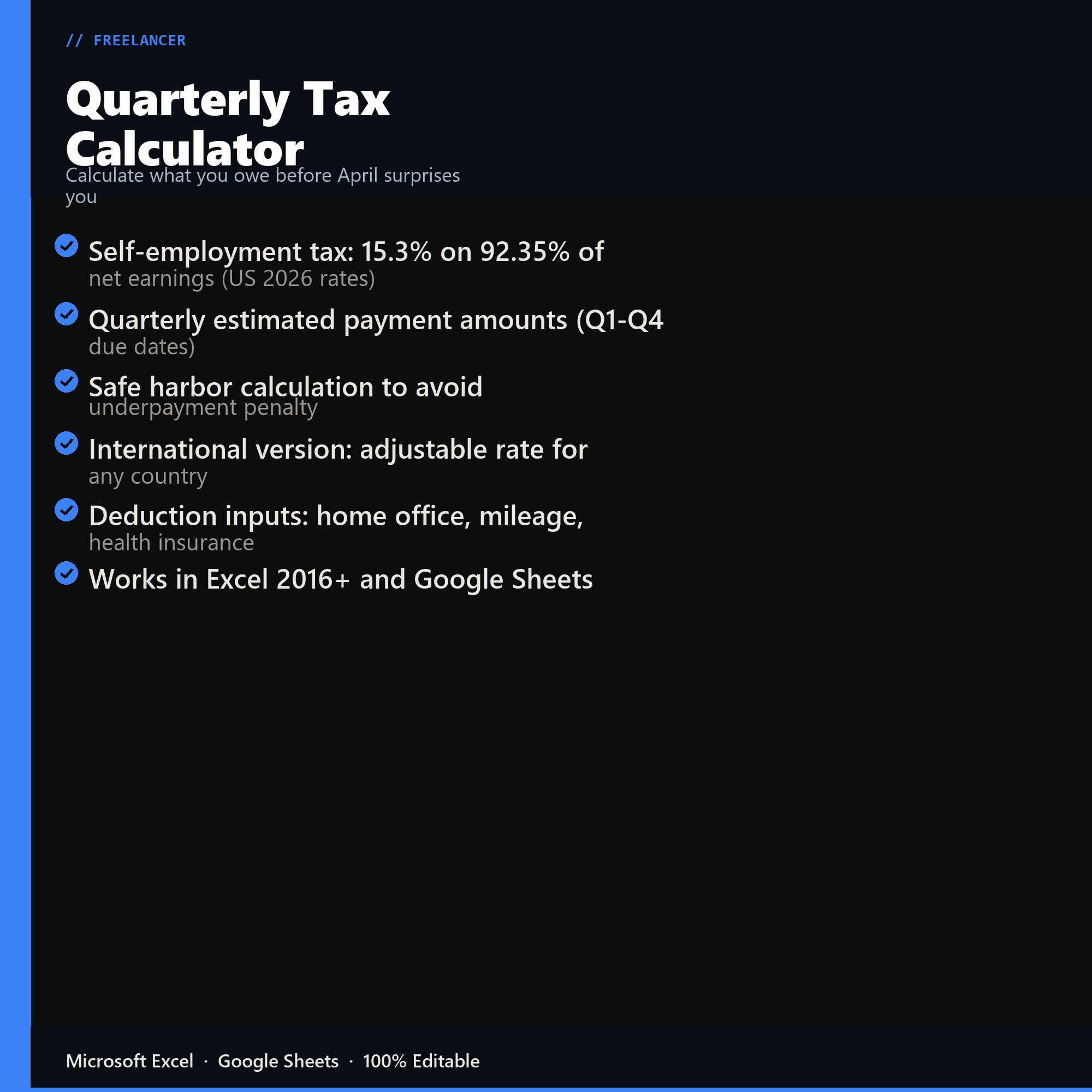 Quarterly Tax Calculator features overview