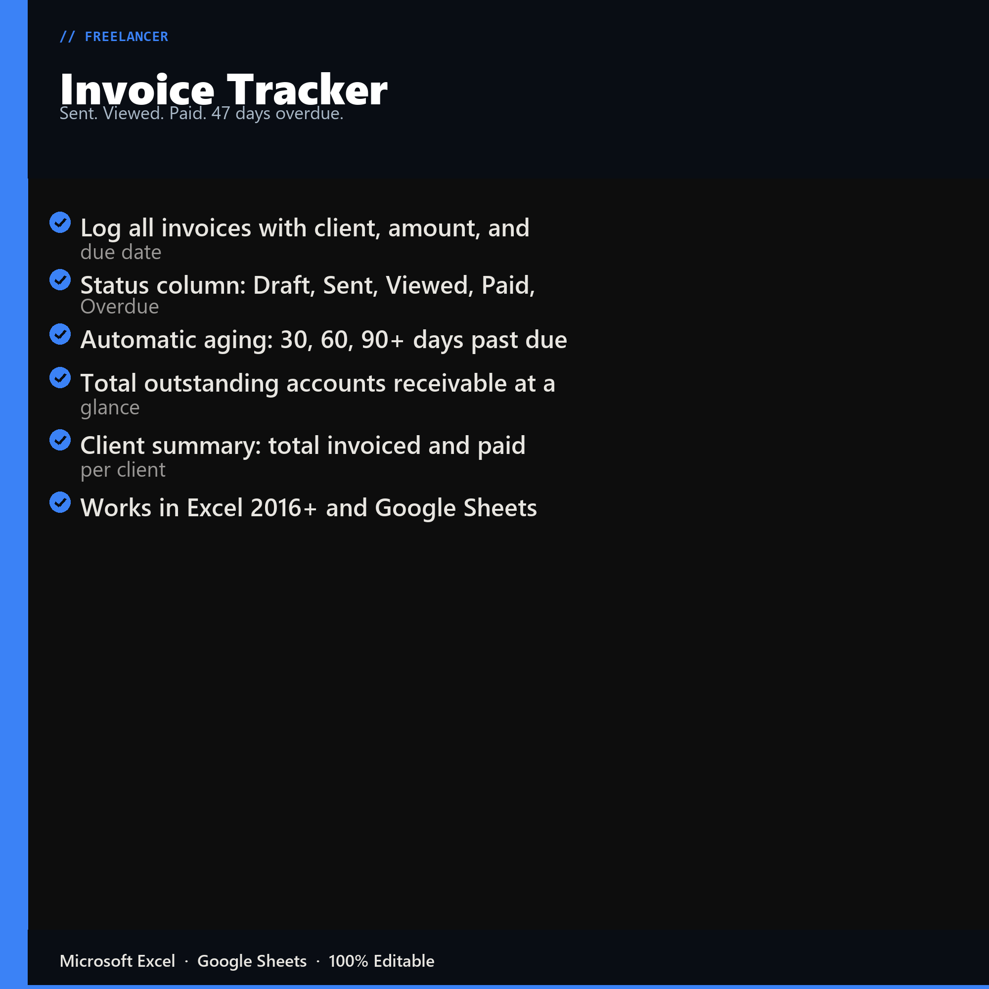 Invoice Tracker Spreadsheet | Excel and Google Sheets Template ...