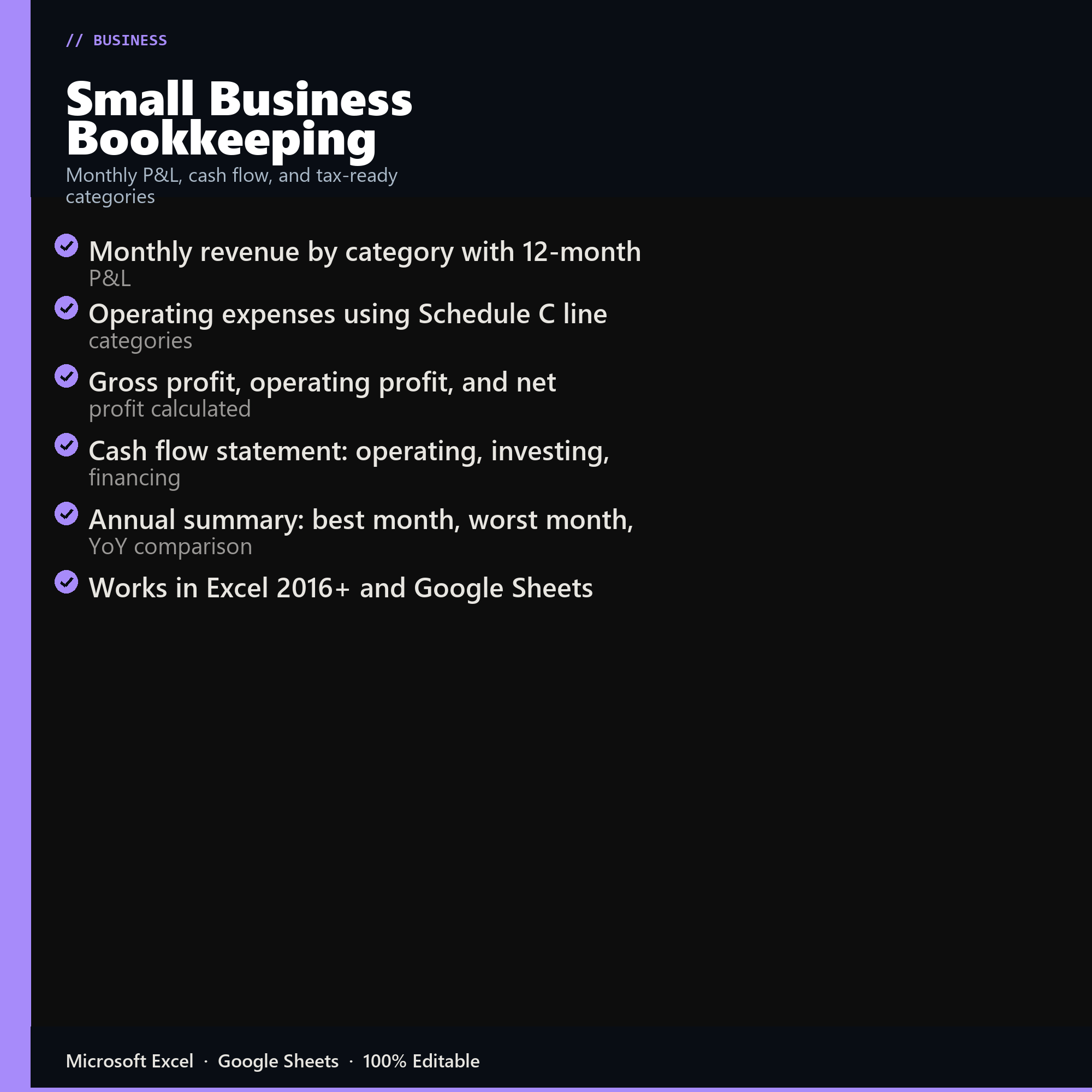 Small Business Bookkeeping features overview